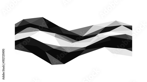Abstract geometric monochrome shape with polygonal design and modern low poly art style