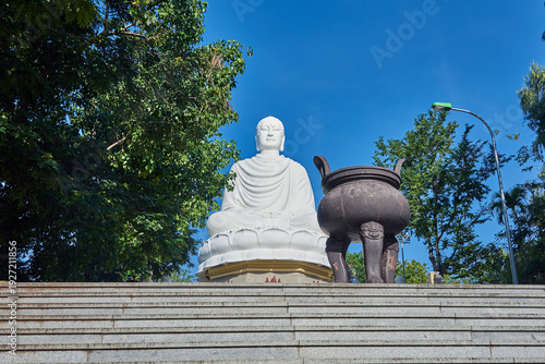 Vietnam. Nha Trang. Long Son Pagoda. Buddha seated on a lotus. A symbol of clarity of thought and purity of intentions.