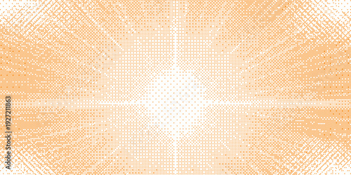 Orange Radial Halftone Starburst Abstract Vector Background for Creative Campaigns, Great for Event Posters Festival Flyers Promotional Banners and Dynamic Web Headers