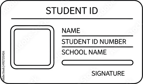Blank Student ID Card Vector Icon Template