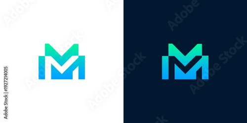 Abstract M letter logo design with a sleek gradient color, representing innovation, progress, and a dynamic brand identity for modern businesses