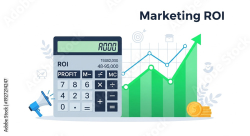Calculator with ROI graph and marketing data.