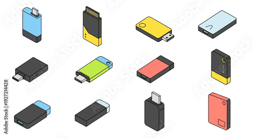 Set of various flat design control buttons and switches