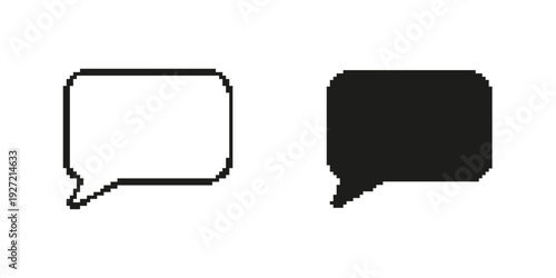 Speech Bubble Pixel Art Icon Set. Communication And Messaging Symbol Collection. Chat And Dialogue. Isolated Vector Illustration