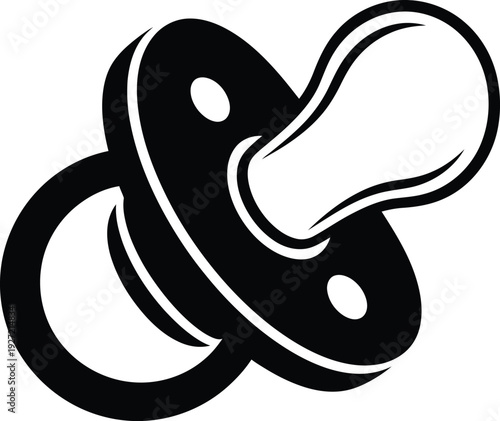 Black and white silhouette of a baby pacifier a simple icon design perfect for various uses on transparent background high quality