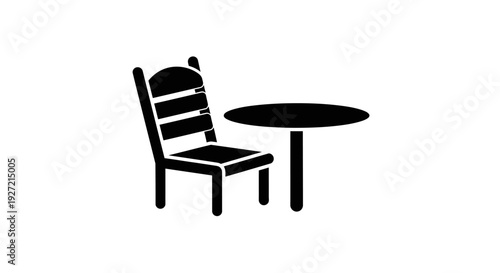 Black chair and round table set.