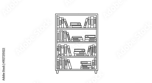 Bookshelf with books on shelves.