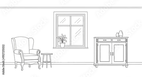 Detailed illustration of a chair.