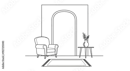 Modern armchair with side table.