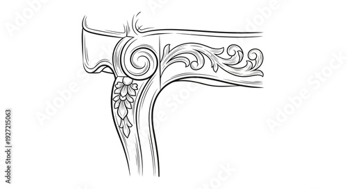 Detailed ornate carved wooden furniture corner.
