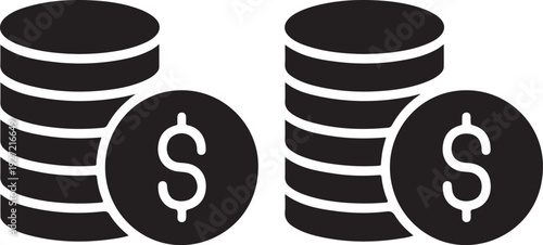 Stack of Coins with Dollar Sign, Financial Growth and Investment Icon