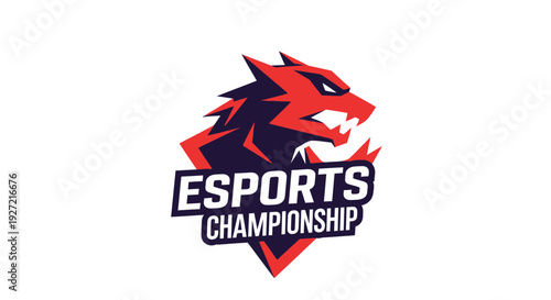 Esports championship logo with a fierce dragon head graphic