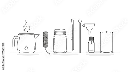 Candle Making Supplies Kit Line Art Illustration