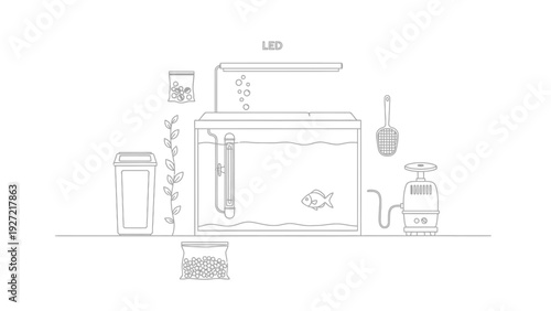 Aquarium supplies with fish and LED light