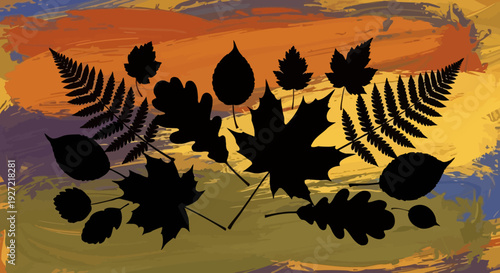Collection of Various Leaf Silhouettes.
