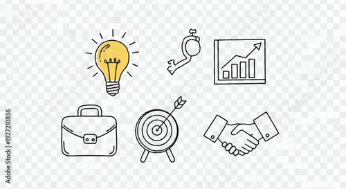 Business concepts lightbulb briefcase handshake