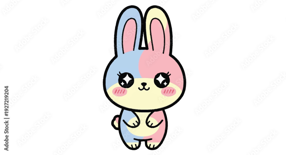 Obraz premium Cute cartoon rabbit with pastel colors and big eyes