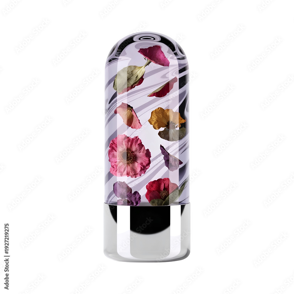 Obraz premium Vibrant floral lipstick with colorful petals and modern design