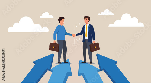 A 3d illustration of a successful business team and leader in suits walking through the city to a financial meeting about career growth and office teamwork graphs