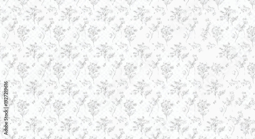 Gray floral pattern on white background with checkered transparency