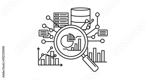 Conceptual illustration of big data analysis and business intelligence.