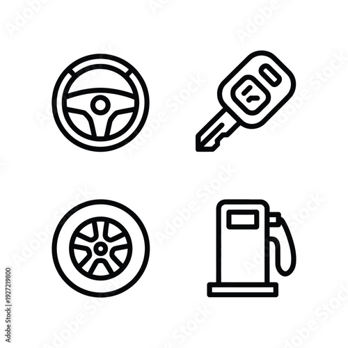 Automotive Service Maintenance and Car Parts Icon Collection
