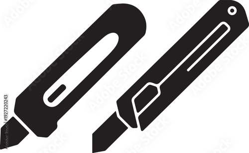 Utility Knife and Cutter Icons: Sharp Blades for Precision Cutting Tasks