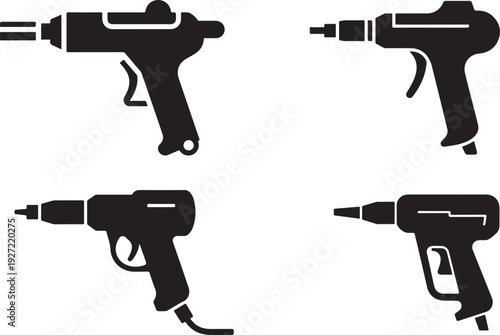 Airbrush and Spray Gun Icons: Tools for Painting and Application
