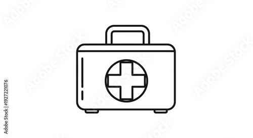 Minimalist first aid kit line icon isolated on white