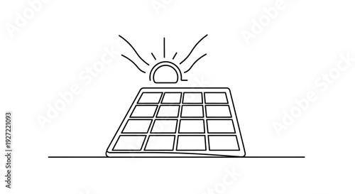 Solar panel with sun icon.