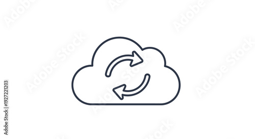 Modern cloud computing data synchronization icon illustration.