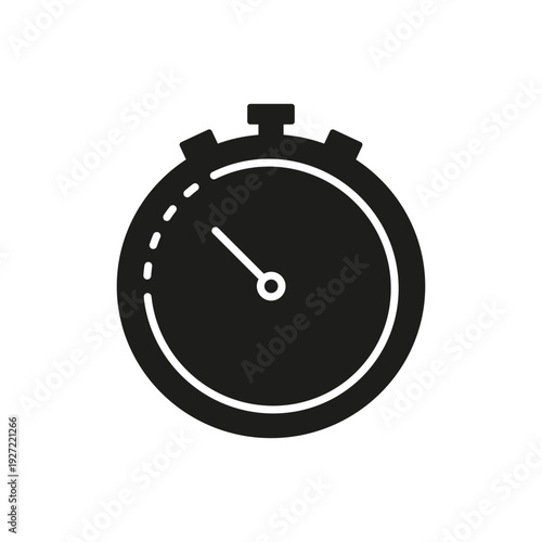 Stopwatch Solid Icon. Time Tracking And Precision Measurement Silhouette Symbol. Sports, Fitness Timing, And Countdown Uses. Isolated Vector Illustration