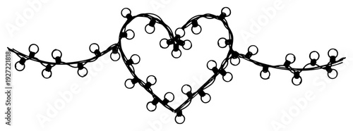 String of light bulbs forming a heart shape decoration sketch