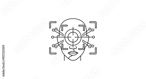 Facial recognition technology icon for biometric identification and digital security