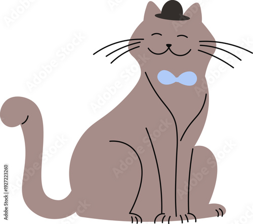 Gentleman cat icon. Cute smiling animal character