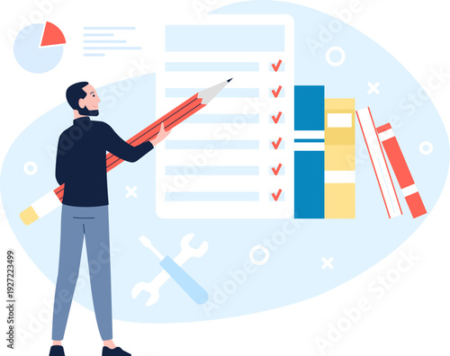 Evaluation survey. Business goal progress measurement concept