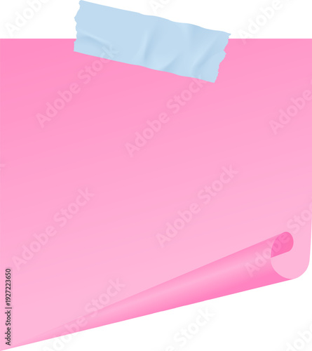 Square paper note with curled corner blank template