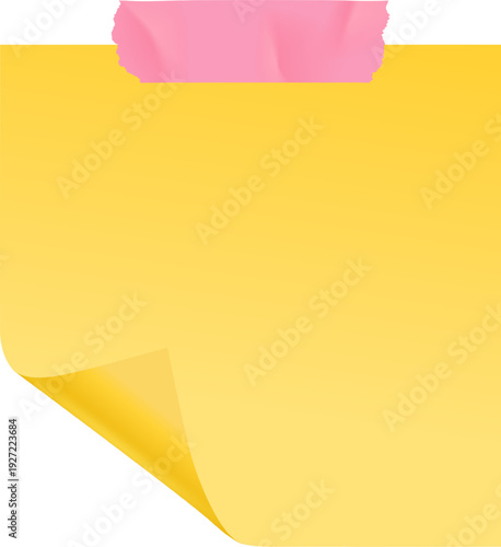 Yellow post note. Paper message reminder template