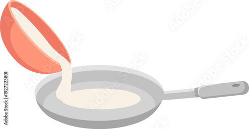 Pancake cooking process. Food preparation cartoon icon
