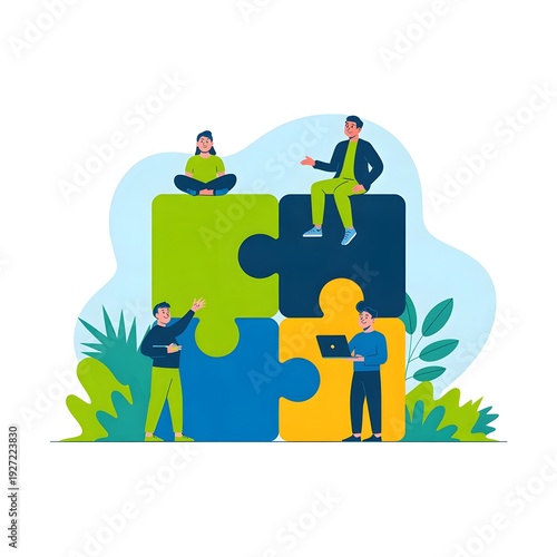 Wallpaper Mural Team Collaboration with Puzzle Pieces, Unity, and Success Concept Torontodigital.ca