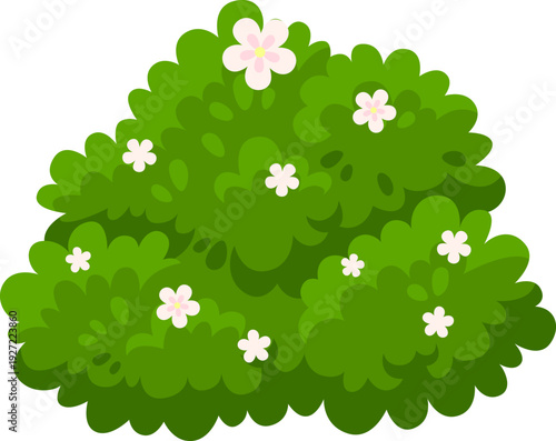 Blooming bush cartoon icon. Green garden plant