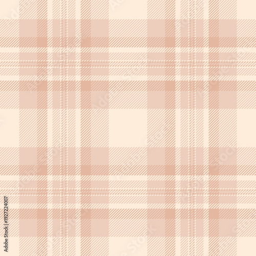 Present check seamless tartan, tablecloth plaid texture pattern. Trend textile background vector fabric in light and antique white colors.