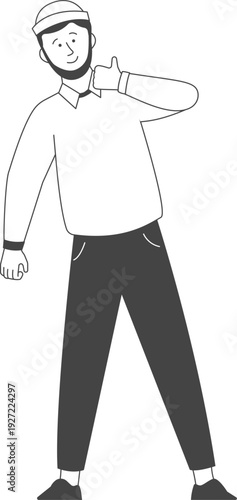 Thumb up gesture. Man show approval black icon