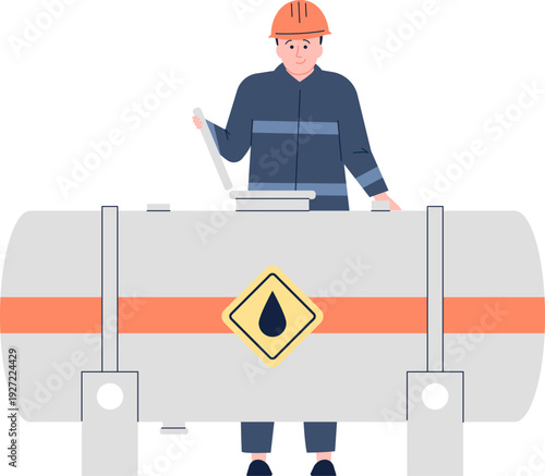 Oilman color character. Petrochemical container maintenance technician