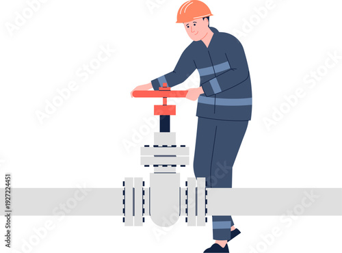 Pipeline worker. Plumbing engineer. Industrial manufacture technology