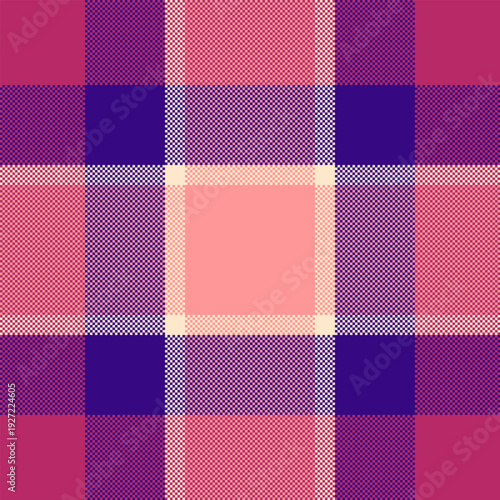 Holiday pattern background vector, cell texture tartan check. Creation fabric plaid textile seamless in pink and violet colors.