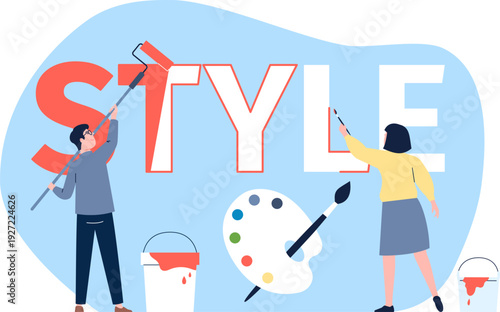 Style development concept. Corporate branding creative process