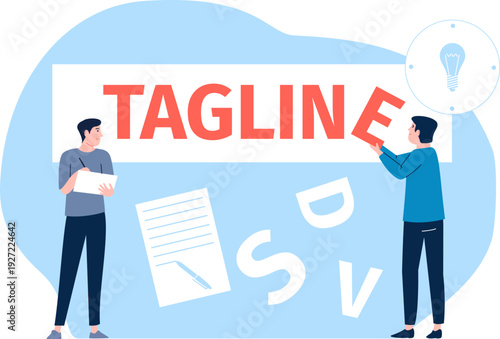 Tagline and brand name concept. Identity guidelines product development