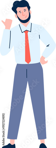 Guy show left with thumb. Direction hand gesture