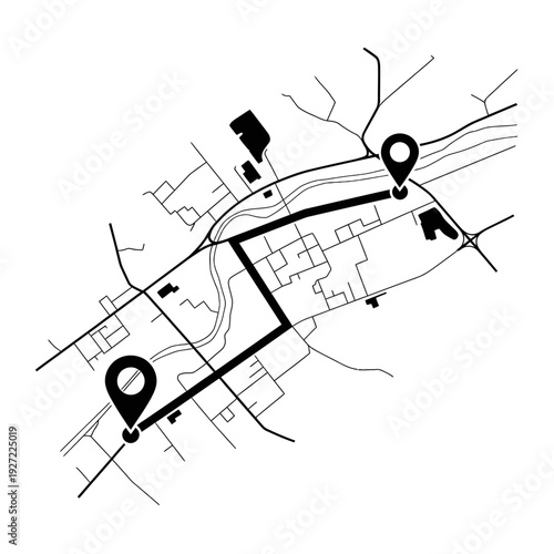 Map with Location Pins and Route.